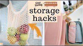 CAMPER KITCHEN STORAGE HACKS AND ORGANIZATION//tiny living