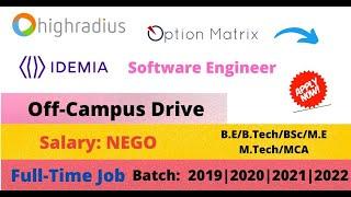 HighRadius, IDEMIA Off-Campus hiring opportunities for 2020|2021|2022|2023 batch #fresherhiring