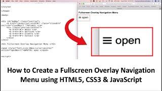 How to CODE a Fullscreen Overlay Navigation Menu using HTML5, CSS3 & JavaScript | New