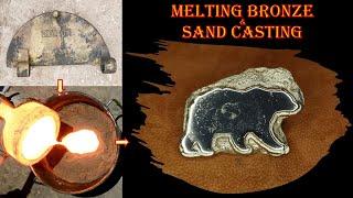 Melting Bronze in Foundry Furnace & Sand Casting into a Bear Figure