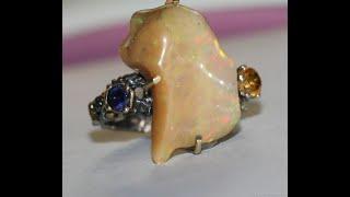 Опал Золотой. Крупное кольцо с золотым опалом.Opal ring of Ephilpia.#опал  #обзор #крашения