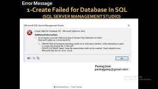 1- Error Message Create Failed Database in SQL