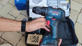 Unpacking / unboxing cordless drill / driver Bosch GSR 18V-50 Bag 06019H5004