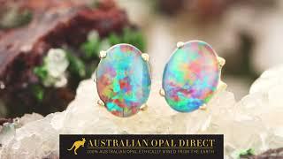 Gold Earrings, Green Earrings, Opal Stud Earrings - Australian Opal Direct | Worldwide Shipping