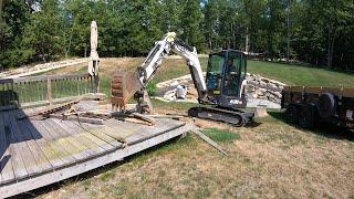 Demolishing a Deck with a Mini Excavator