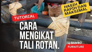 kerajinan kursi bambu /cara mengikat tali rotan / proses sebelum pengikatan