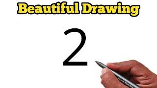 Beautiful drawing from 2 number | Learn Easy Drawing for beginners | Number Drawing