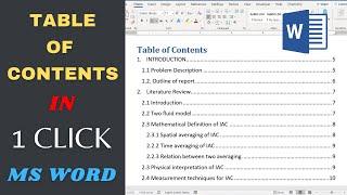 How to Create Table of Content in Word with just 1 Click | Create Contents in just one click [2020]