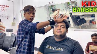 Binaural Beard Trimming and face wash by Kid barberASMR Massage in Bangladeshi barbershop #sleep