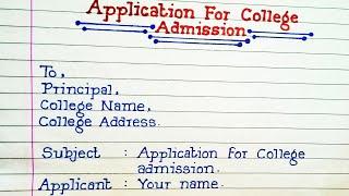 Application For College Admission | College Admission Letter Format