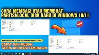 Cara Membagi/Membuat Partisi Baru Di Windows 10/11 - Cara Mudah Membuat Local Disk Baru Di Windows