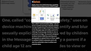 Apple clears that CSAM Detection capability is built solely to detect known CSAM images #shorts