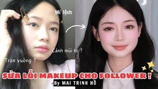 SỬA LỖI MAKE-UP CHO FOLLOWER ! Hướng dẫn makeup Hàn Quốc cho mặt tròn vuông, cánh mũi to, mí lệch...