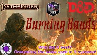 The Burning Hands Spell - Compared in DC20, D&D, and Pathfinder 2e!