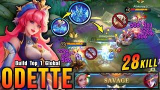 28 Kills + SAVAGE!! Odette with Winter Crown Auto SAVAGE!! - Build Top 1 Global Odette ~ MLBB