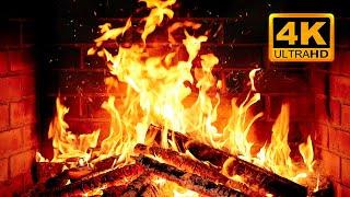 FIREPLACE 4K  Fireplace video with Burning Logs & Fire Sounds. Christmas Fireplace