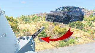 Cars vs Turret | BeamNG