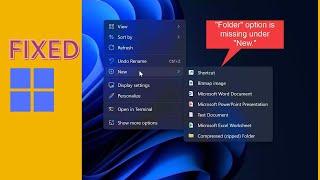 How to Fix Missing New “Folder” Option in Right Click Menu on Windows 11 | GearUpWindows Tutorial