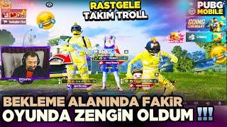 BEKLEME ALANINDA FAKİR OYUNDA ZENGİN OLDUM - RASTGELE TAKIMLA PUBG MOBİLE TROLL