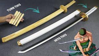 EASY (ONE PIECE) Katana making - Zoro Wado Ichimonji Sword using Popsicle Sticks