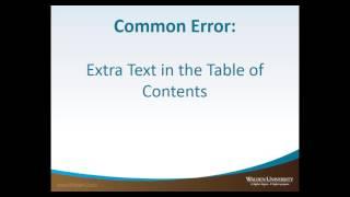 Correcting Common Errors in the Template Table of Contents