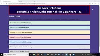 Bootstrap4 Tutorial For Beginners - 13 | Bootstrap4 Alert-links Tutorial | Alert links Tutorial