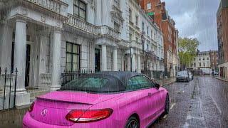 RAINY LONDON WALK · Upmarket South Kensington to Knightsbridge · London Spring 2024 · 4K HDR