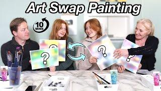 10 Mins ART SWAP FAMILY PAINTING CHALLENGE * Abstract Art Edition | R Studios