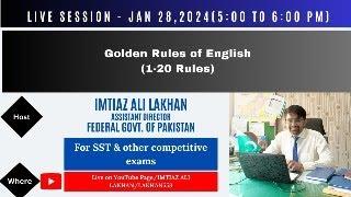 Live Session on Golden Rules of English for competitive exams