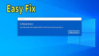 How to Fix Windows 10 Start Menu Critical Issue