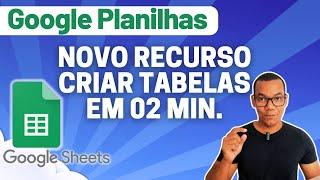 GOOGLE PLANILHAS [Google Sheets] 23 - NOVO RECURSO PARA CRIAR TABELAS PRÉ-DEFINIDAS