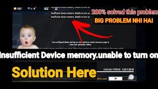 Insufficient Device Memory Unable to Turn On Problem Solve || Free Fire Replay On Kaise kare
