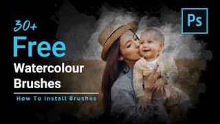 Adobe Photoshop Tutorial - Free watercolour brushes & How to install watecolor brushes  - Lesson 3