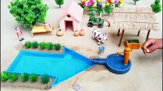 Arrow shape mini swimming pool and how to make cowshed | diy mini woodwork project