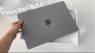 unboxing my first m2 macbook air   | 13” space grey |  setup, customisation