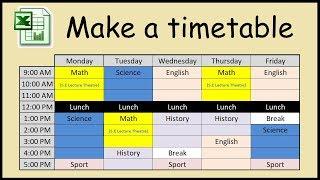 How to make a timetable in Excel