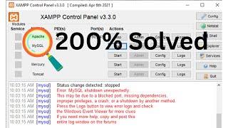 Error: MySQL shutdown unexpectedly | How to Solve XAMPP Server MySQL Cannot Start | [FIXED].