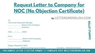 Request Letter to Company for NOC No Objection Certificate