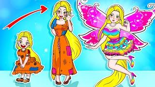 [paper dolls] Rich vs Poor Rapunzel Make Up for Prince Party Mother and Daughter | Rapunzel Family