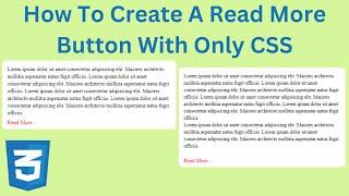 How To Create A Read More Button Using HTML And CSS Only