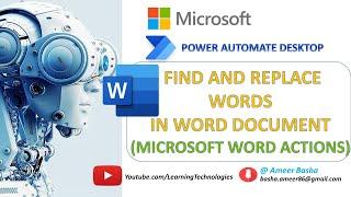 Power Automate Desktop || Find and replace words in Word document action(Microsoft Word actions)