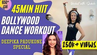 45 minute DEEPIKA PADUKONE Bollywood Dance HIIT Workout with Sabah | Burns 250-650cal | Weight Loss*