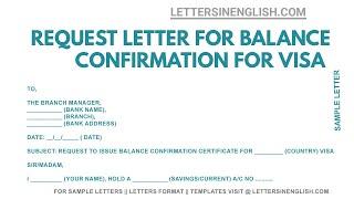 Request Letter to Bank for Balance Confirmation - Balance Confirmation Request Letter