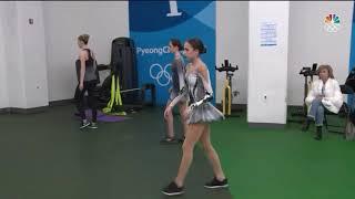 Alina Zagitova and Evgenia Medvedeva warmup before skate