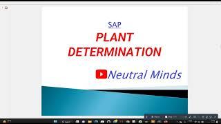 SAP SD : Plant Determination