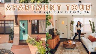 Apartment Tour | Spanish, Boho, Eclectic 600 sqft in San Diego, CA | Earthy cozy aesthetic