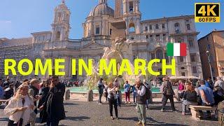 WALKING TOUR ROME IN MARCH - 4K RESOLUTION 60FPS