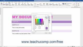 Word 2019 and 365 Tutorial Applying and Customizing Theme Colors Microsoft Training