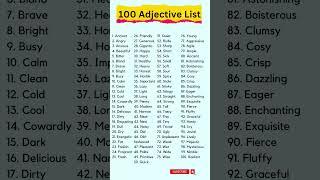 100 Adjective Words, Basic English #adjective #shorts