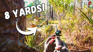 SNEAKY GOBBLER AT 8 YARDS! - Hunting OSCEOLAS on FLORIDA PUBLIC LAND